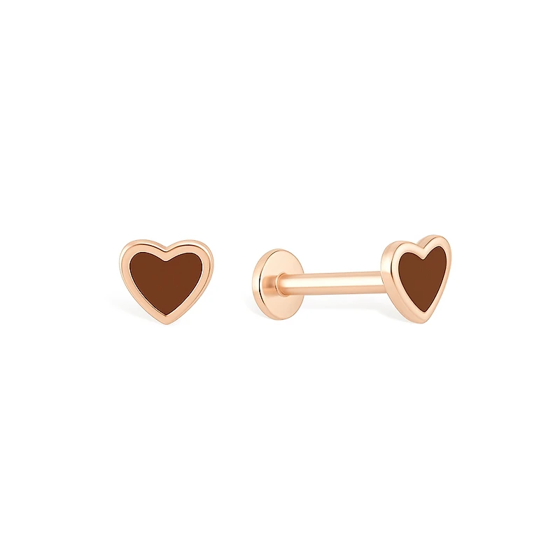 Enameled Golden Heart Piercing -Single