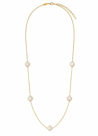 Mother-of-Pearl Clover Station Necklace