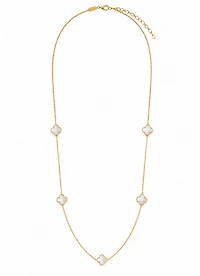 Mother-of-Pearl Clover Station Necklace