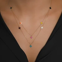 Colorful Enamel Flowers Necklace