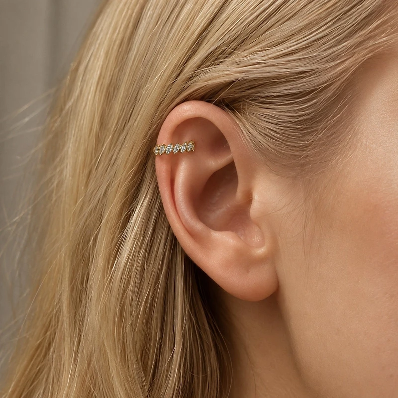 Marquise Diamonds Earring Cuff - Piercing -Single