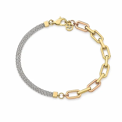 Duet Two-Tone Link Bracelet in 18K Gold
