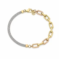 Duet Two-Tone Link Bracelet in 18K Gold