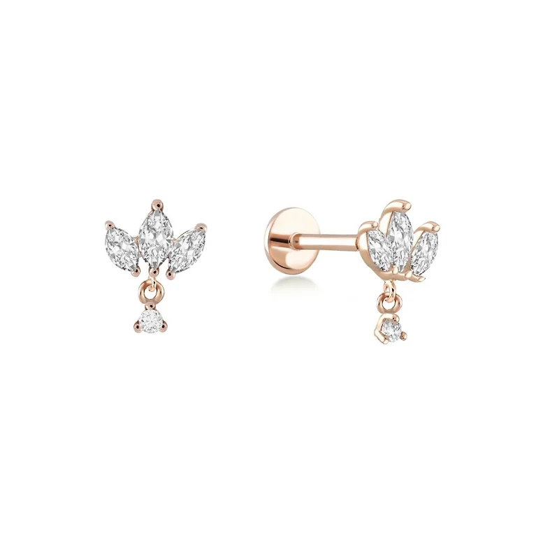 Lotus Flat Back Stud Piercing -Single