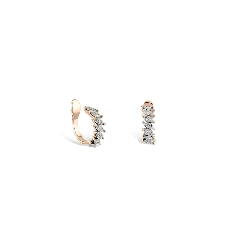 Marquise Diamonds Earring Cuff - Piercing -Single