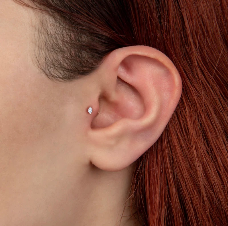 Dainty Marquis Diamond  Piercing -Single