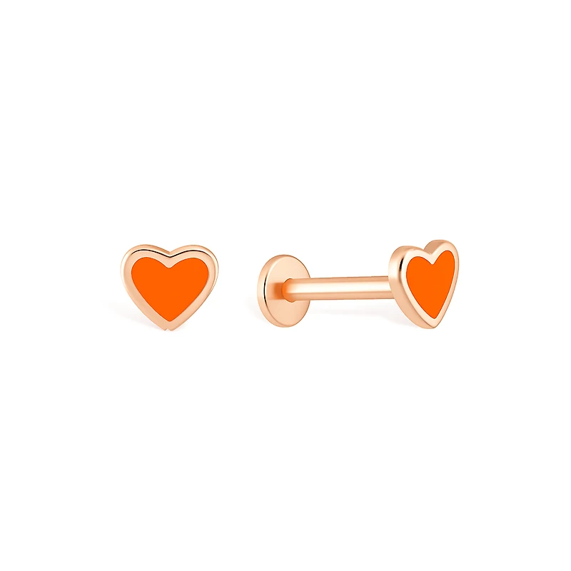 Enameled Golden Heart Piercing -Single