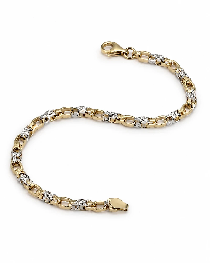 Two-Tone Textured Link Bracelet