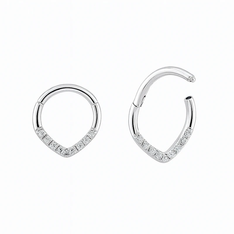 Tear Drop Diamond Hoop -Single