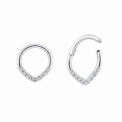Tear Drop Diamond Hoop -Single