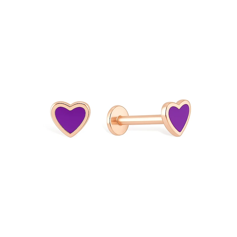 Enameled Golden Heart Piercing -Single