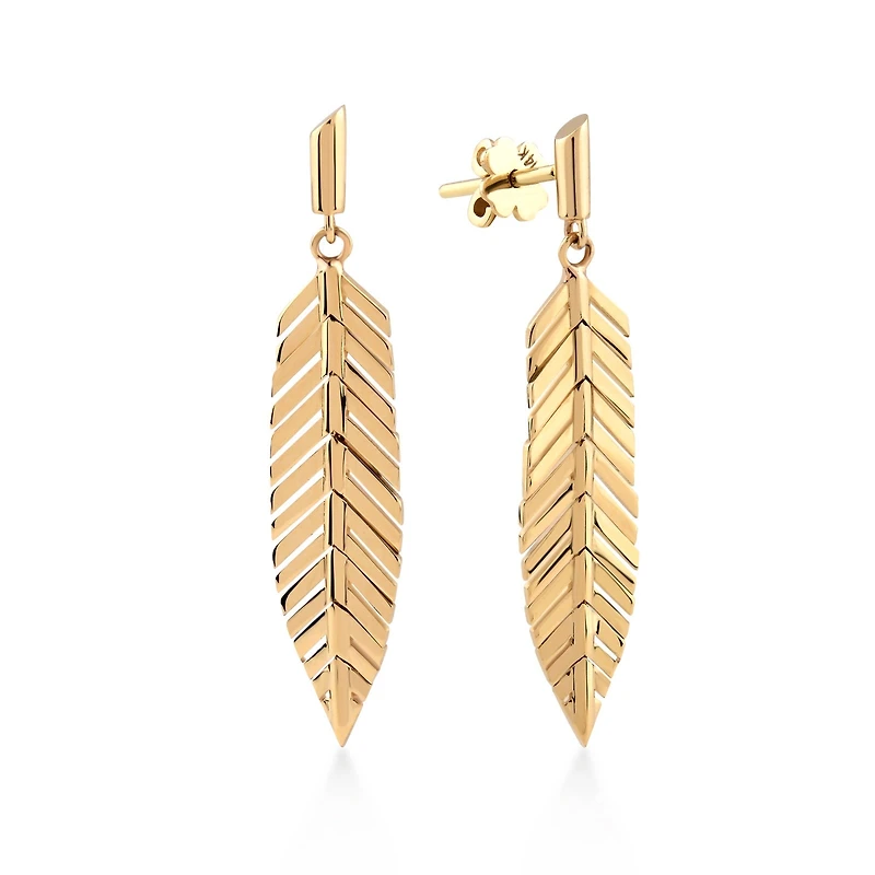 Gold Leaf Drop Pair Earrings