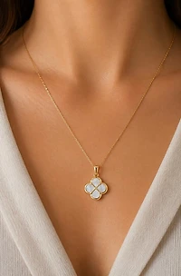 Gleaming Clover Mother-of-Pearl Necklace