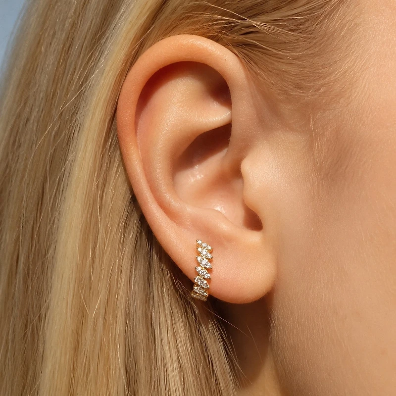 Marquise Diamonds Earring Cuff - Piercing -Single