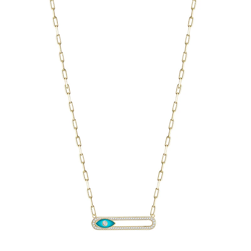 Shiny Sideways Shift Evil Eye Necklace