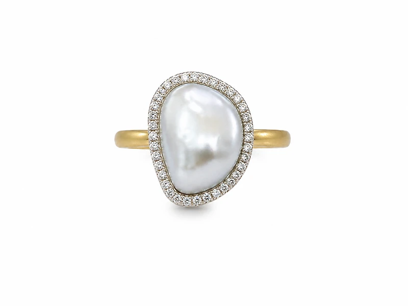 Organic Pearl Halo Ring