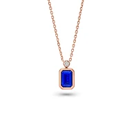 Gold-Framed Jewel Light Necklace - Sapphire