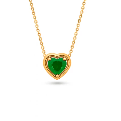 Held Gold Heart Necklace - Emerald