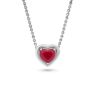 Gold Embraced Heart Necklace - Ruby