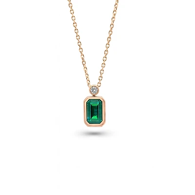 Gold-Framed Jewel Light Necklace - Emerald