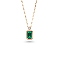 Gold-Framed Jewel Light Necklace - Emerald