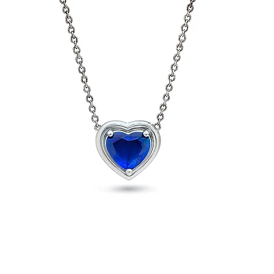 Gold Embraced Heart Necklace - Sapphire