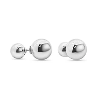 Silver  2 Side Sphere Earring