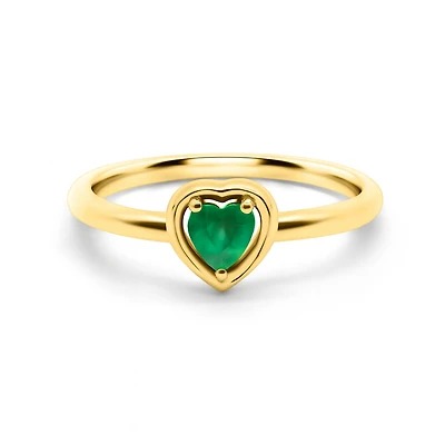 Gold Embraced Heart Ring - Emerald