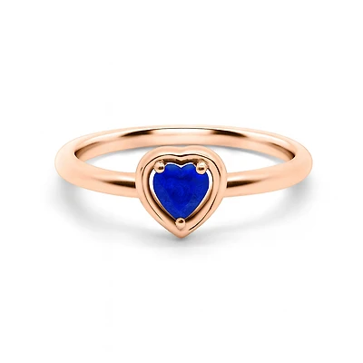 Gold Embraced Heart Ring - Sapphire