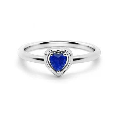 Gold Embraced Heart Ring - Sapphire