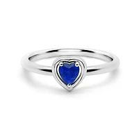 Gold Embraced Heart Ring - Sapphire