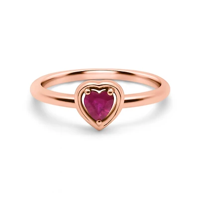 Gold Embraced Heart Ring - Ruby