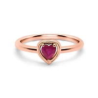 Gold Embraced Heart Ring - Ruby