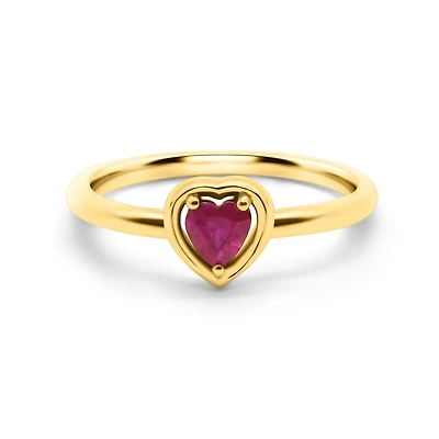 Gold Embraced Heart Ring - Ruby