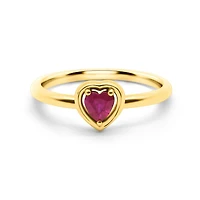 Gold Embraced Heart Ring - Ruby