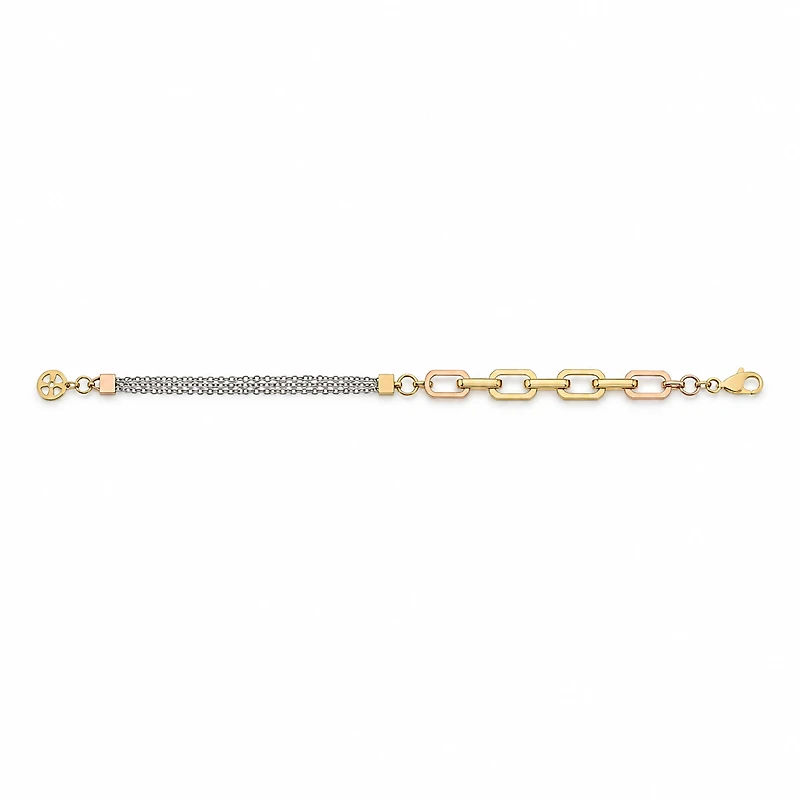 Duet Two-Tone Link Bracelet in 18K Gold