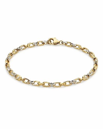 Two-Tone Textured Link Bracelet