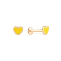 Enameled Golden Heart Piercing -Single