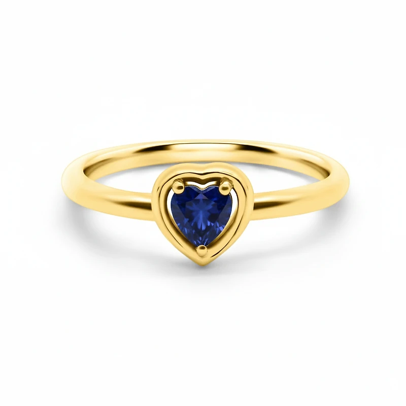 Gold Embraced Heart Ring - Sapphire