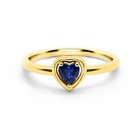 Gold Embraced Heart Ring - Sapphire