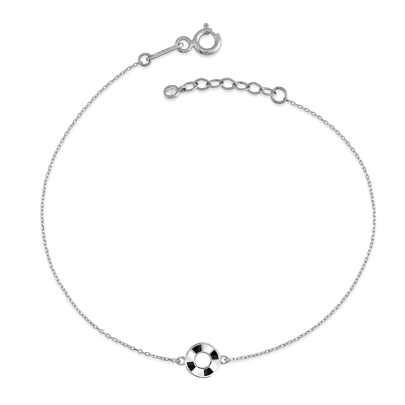 Black and White Bracelet, 14k Gold