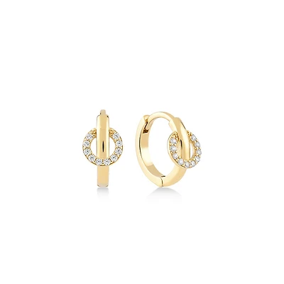 Diamond Circle Huggie Earrings