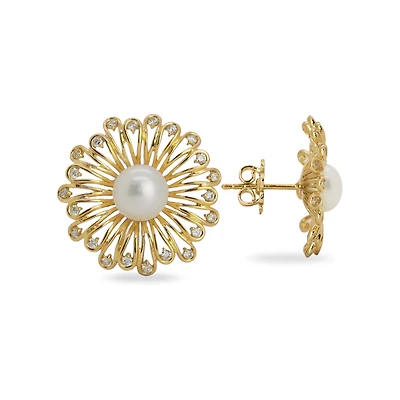 Sun Burst Pearl Earrings