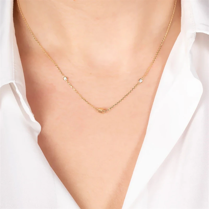 Cube & Diamond Station Necklace