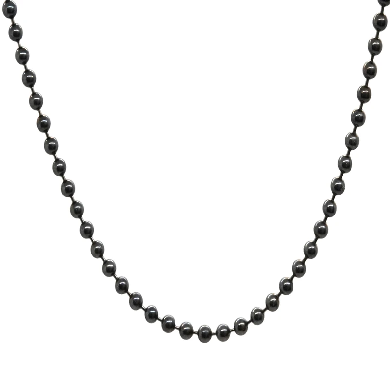 Black Beads Silver Chain