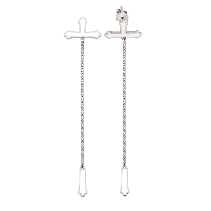 Enamel Cross Single Earrings