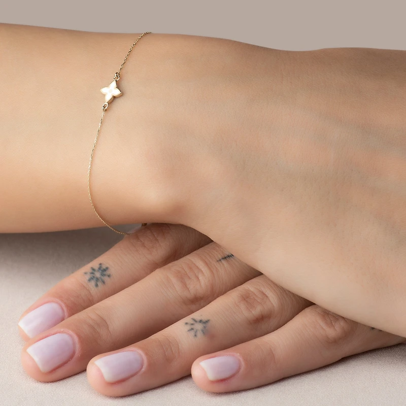 Flower Bracelet, 14k Gold