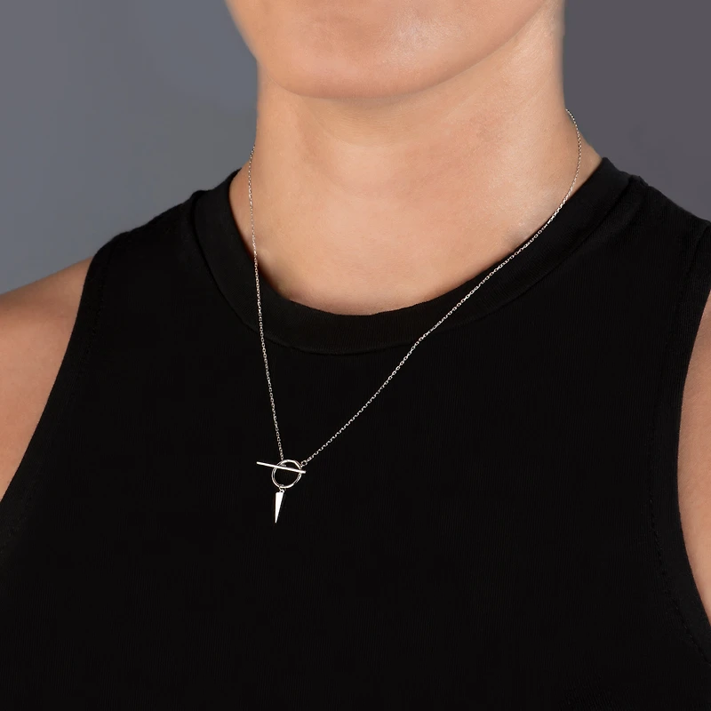 Swinging Spike Hoop Necklace