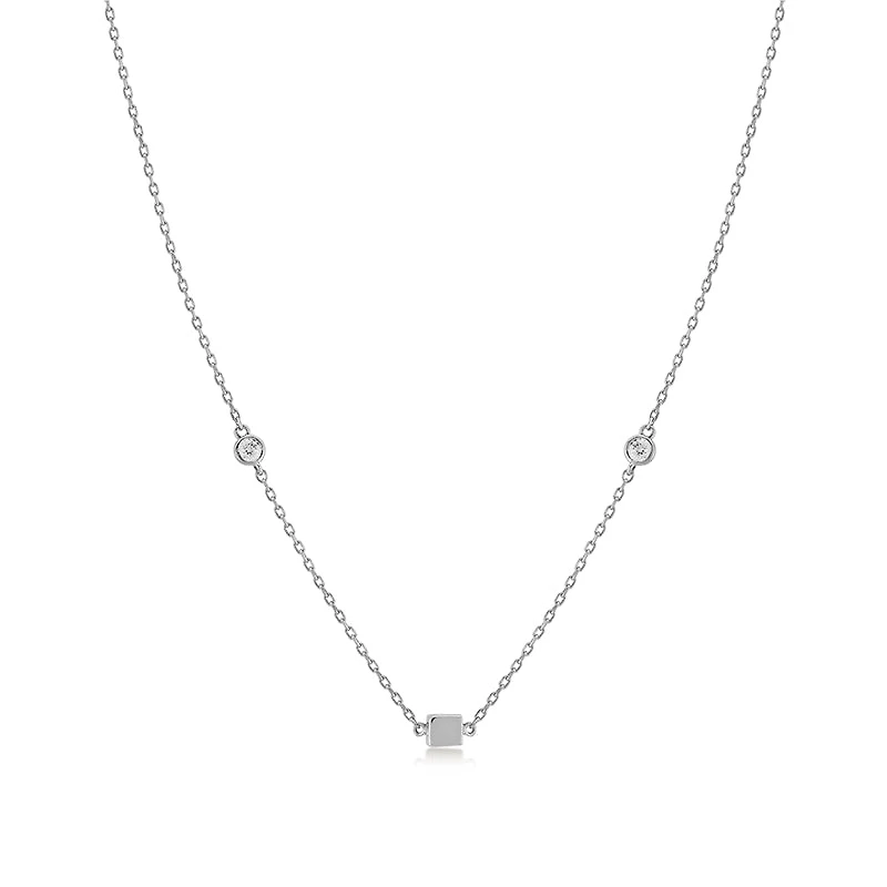 Cube & Diamond Station Necklace