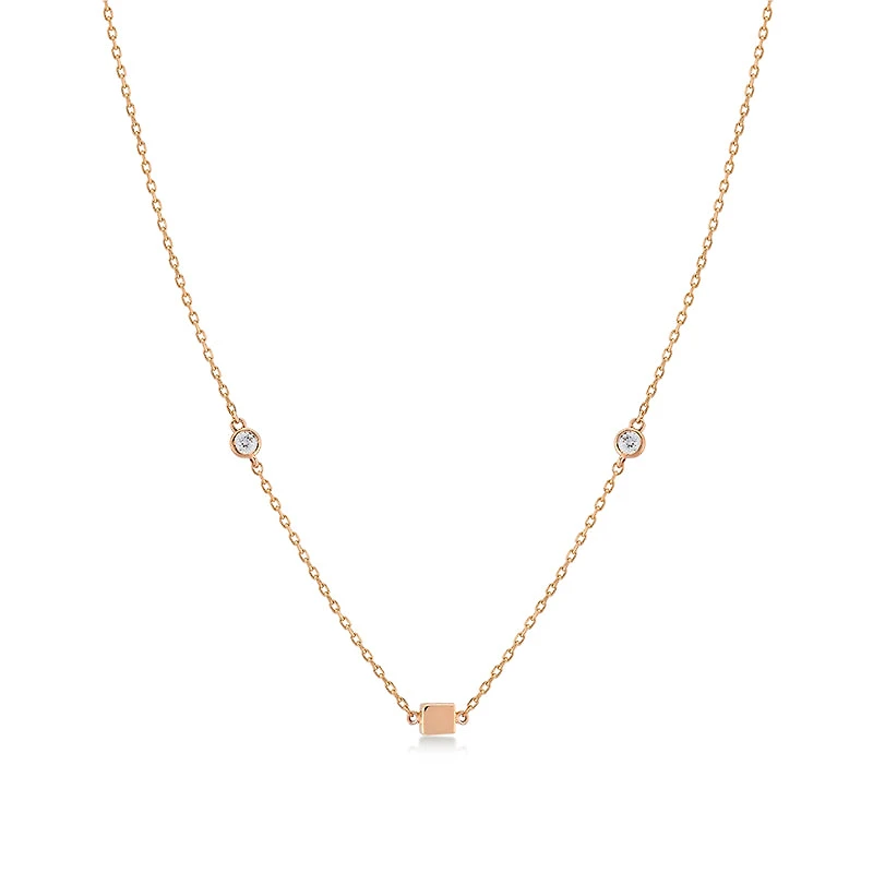 Cube & Diamond Station Necklace